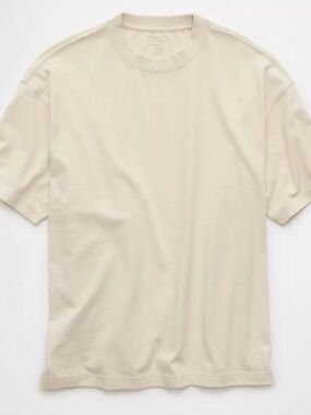 Lot of 2 American Eagle Boxy Fit Sueded T-Shirts Large White Bone and Khaki